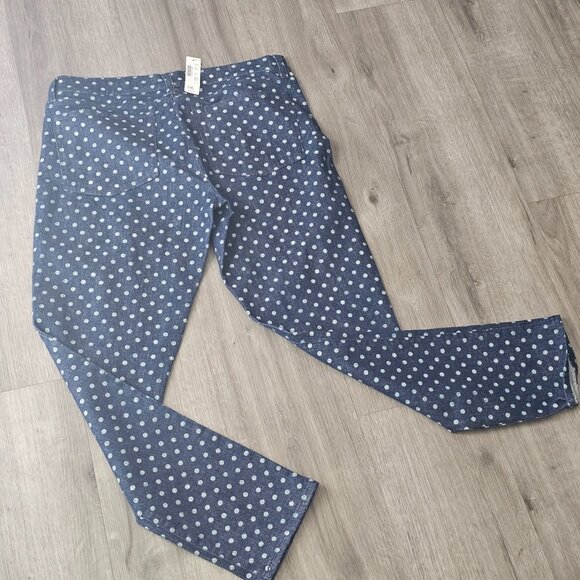J Crew Toothpick Womens Ankle Jeans Size 31 Blue Polka Dot 5 Pockets NWT - Picture 2 of 7